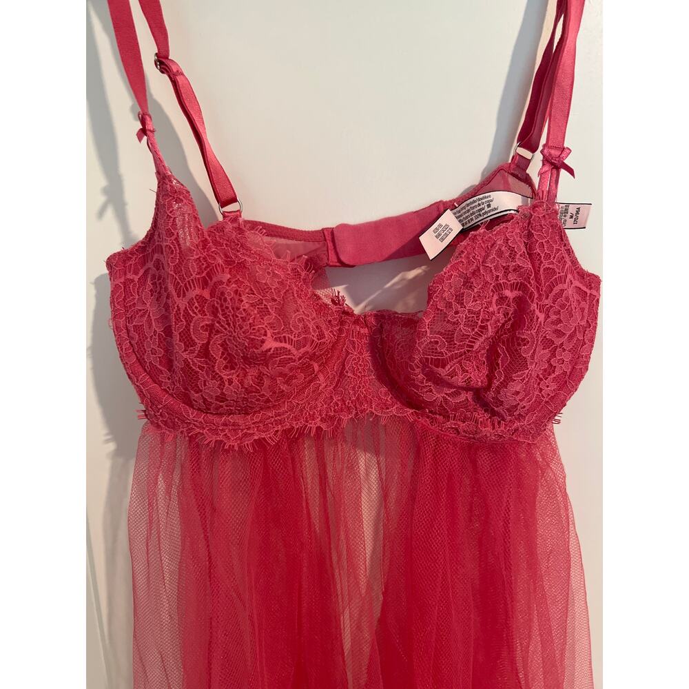 Victoria’s Secret Sexy Hot Pink Push-Up Babydoll Nightie – Size M - Picture 2 of 6